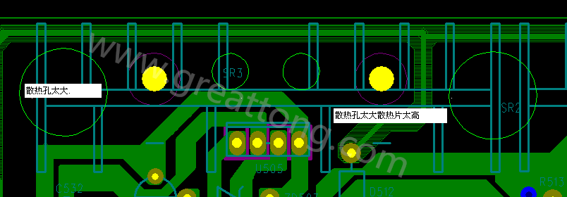 PCB設計中，散熱孔散熱片設計不當，造成很多電源板斷裂