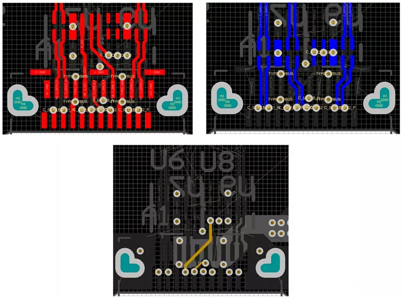 對(duì)SBU，USB2和CC1/2等信號(hào)做以下布線處理