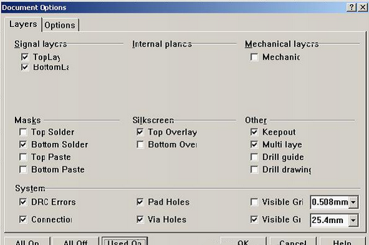 按“L”打開層設(shè)置窗口，打開各層圖形進(jìn)行初步檢查，看文件有無設(shè)計(jì)上的問題或有無特殊的、在處理文件時(shí)需特別留意之處